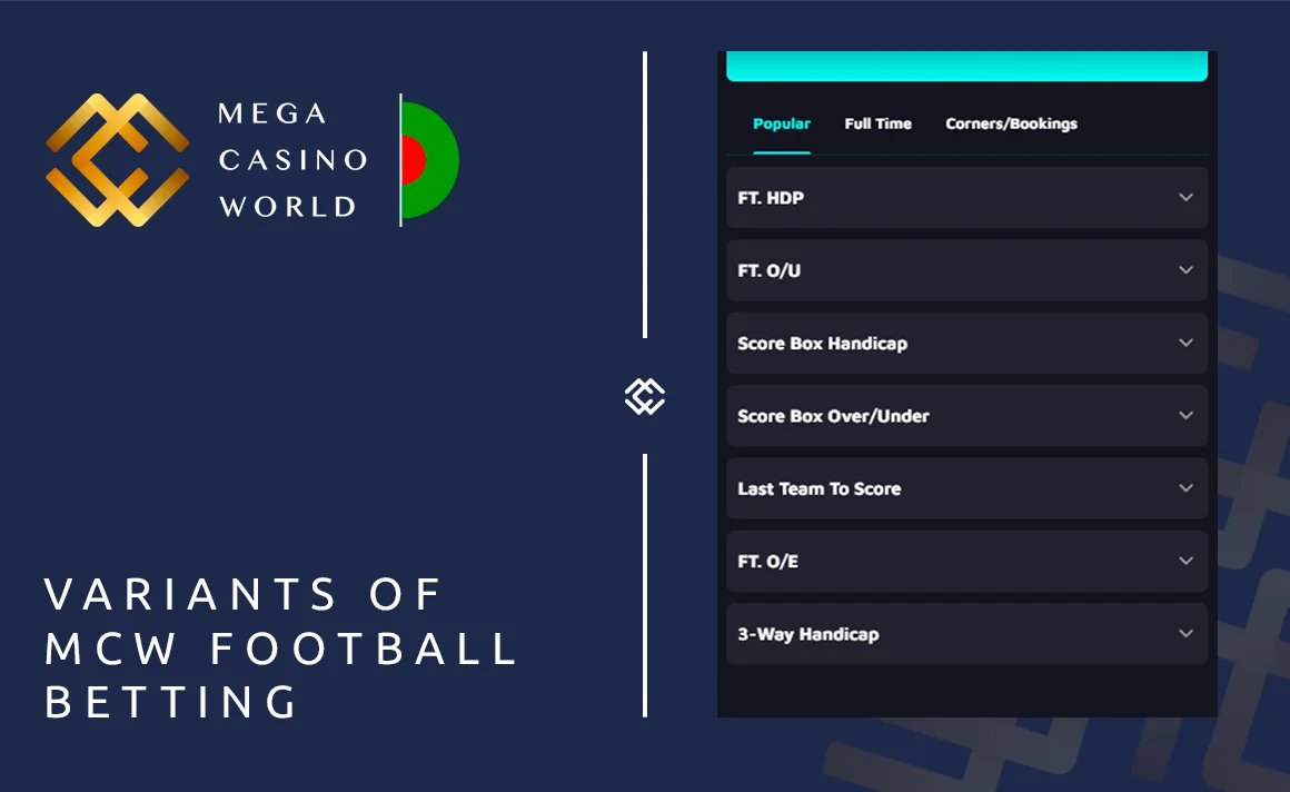 Variants of Football Betting odds at MCW Bangladesh