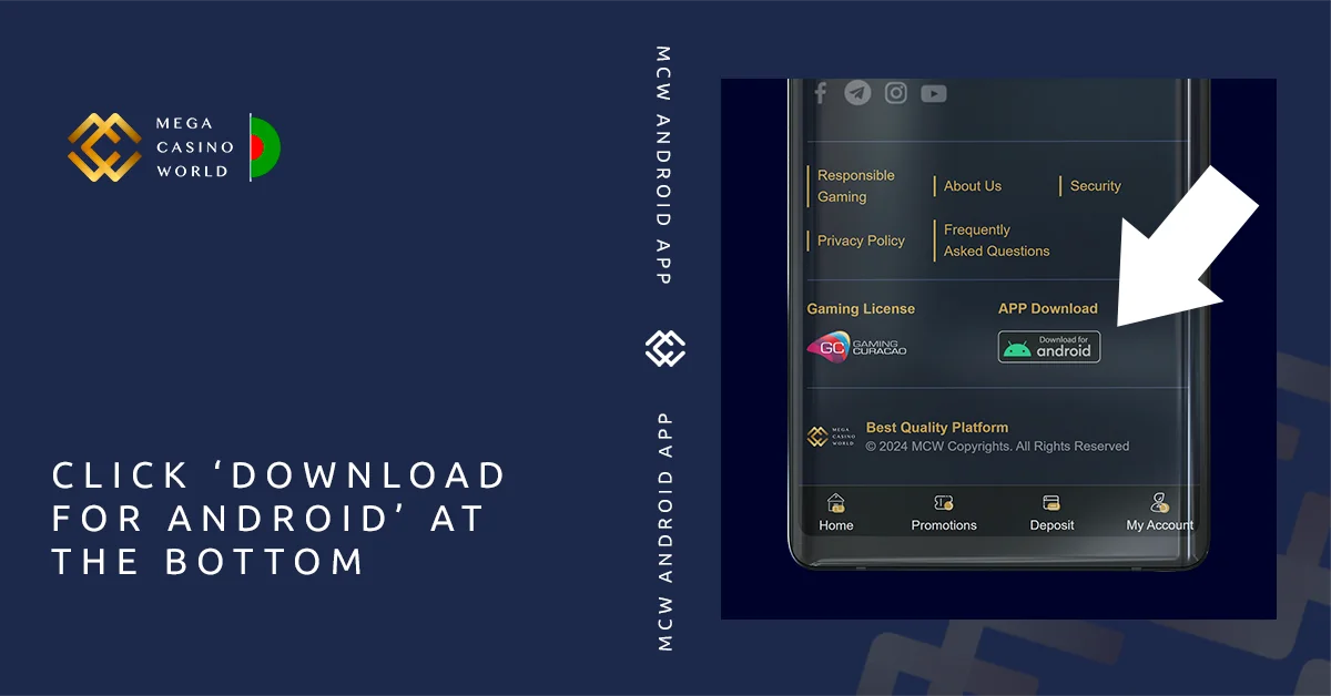 Go to the bottom of MCW main page and click 'Download for Android'