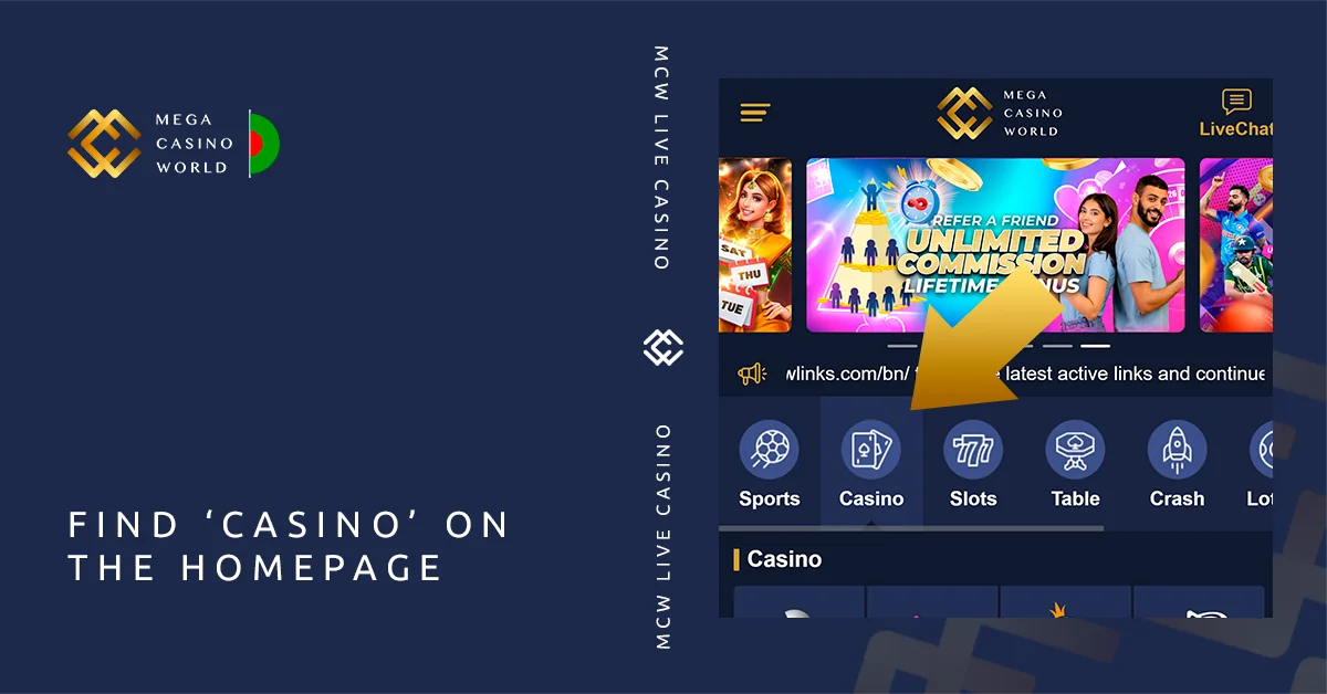 Go to the Live Casino section of MCW using top menu